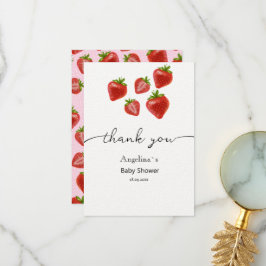 Flat dank u Baby shower zoete aardbeien. Bedankkaart
