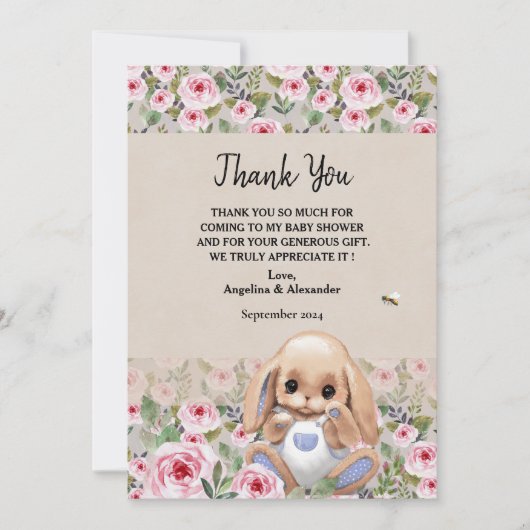 Flat dank u kaart Baby shower (Voorkant)