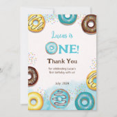 Flat Dank u kaart voor 1e verjaardag. (Voorkant)