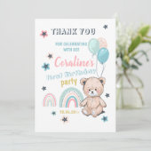 Flat Dank u kaarten voor 1e verjaardag. (Staand voorkant)