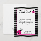 FLAT Dank u voor de zwarte lente-juffrouw Bug Kaart (Voorkant / Achterkant)