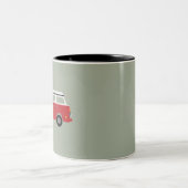 Flat Design - Red Camper Old Timer - Cadeauidee Tweekleurige Koffiemok (Center)