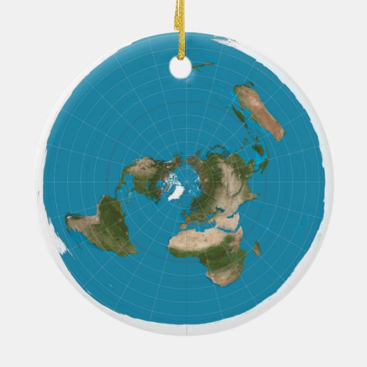 Flat Earth AE Azimuthal Equidistant Map Ornament (Achterkant)