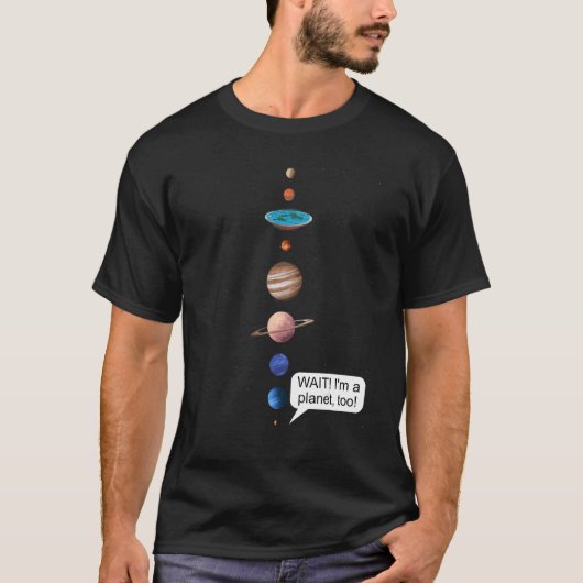 Flat Earth and Never forget Pluto Society Flathert T-shirt (Voorkant)