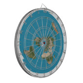 Flat Earth Azimuthal AE Map Rond Dartboard Dartbord (Voorkant Links)