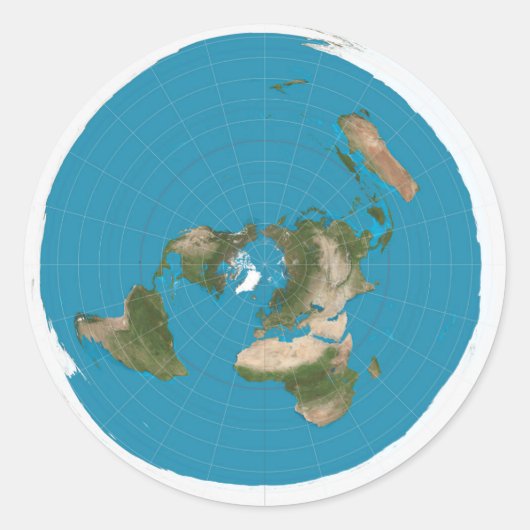 Flat Earth Azimuthal Equidistant AE Kaart Stickers (Voorkant)