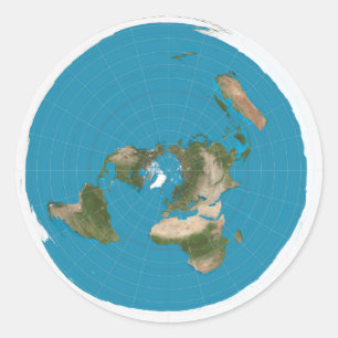 Flat Earth Azimuthal Equidistant Map Stickers