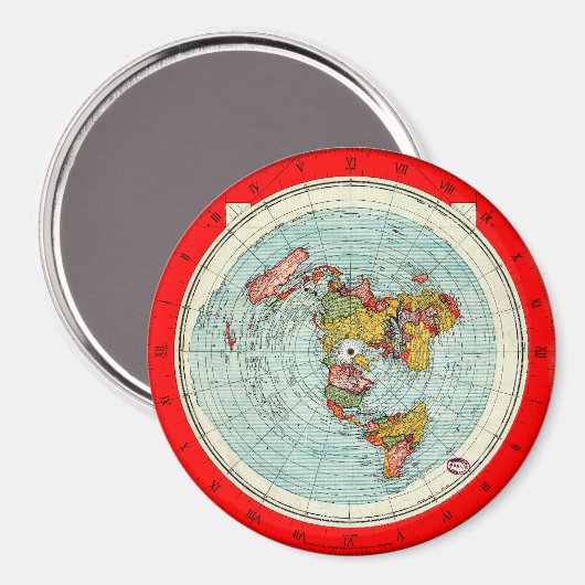 Flat Earth Azimuthal Projection Map Magnet (Voorkant / Achterkant)