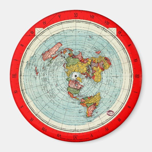 Flat Earth Azimuthal Projection Map Magnet (Voorkant)