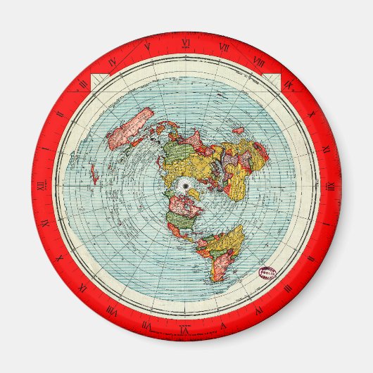 Flat Earth Azimuthal Projection Map Magnet (Voorkant)