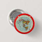 Flat Earth Azimuthal Projection Map Pin Button (Voorkant /achterkant)