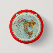 Flat Earth Azimuthal Projection Map Pin Button (Voorkant)