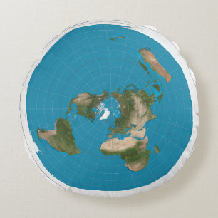 Flat Earth Azimuthal Projection Map rondreis Rond Kussen
