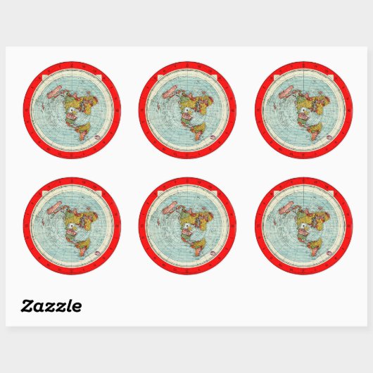 Flat Earth Azimuthal Projection Map Sticker (Vel)