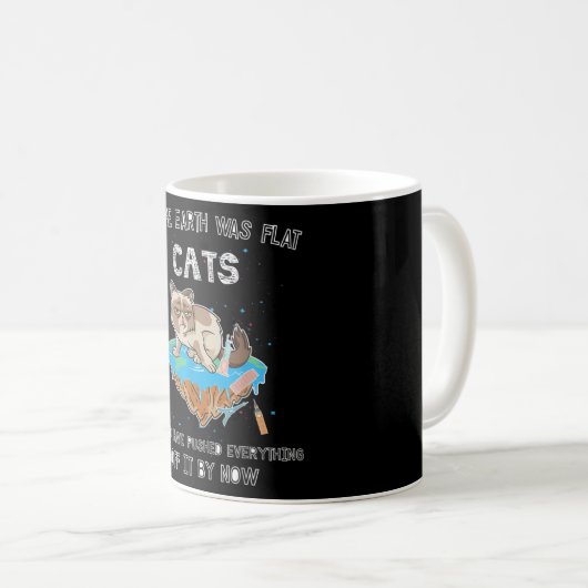 Flat Earth Cat Funny Kitten Universe Space Sci-Fi Koffiemok (Voorkant rechts)