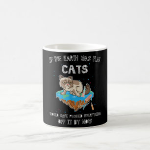 Flat Earth Cat Funny Kitten Universe Space Sci-Fi Koffiemok