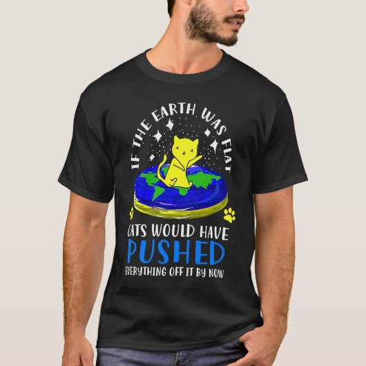 Flat Earth Cat T-shirt (Voorkant)