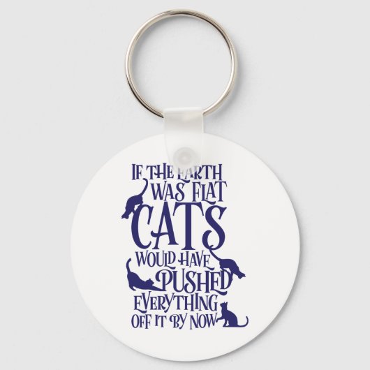 Flat Earth Cat Theory Grafische Grappige Dag van d Sleutelhanger (Voorkant)