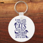 Flat Earth Cat Theory Grafische Grappige Dag van d Sleutelhanger (Voorkant)