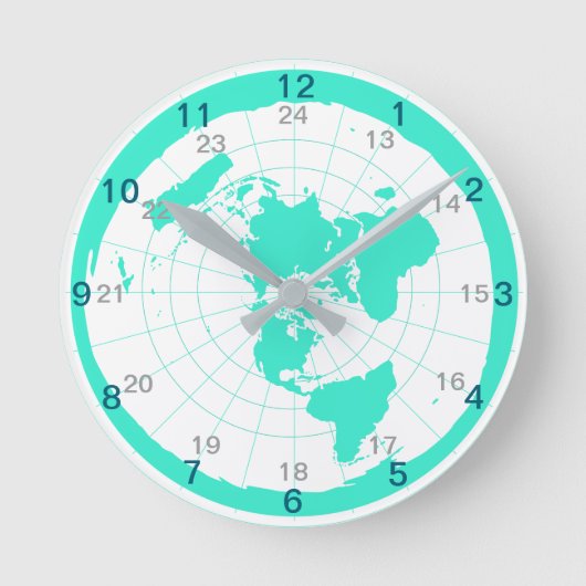 Flat Earth Clock-ontwerp Ronde Klok (Voorkant)