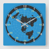 Flat Earth Clock-ontwerp Vierkante Klok (Voorkant)