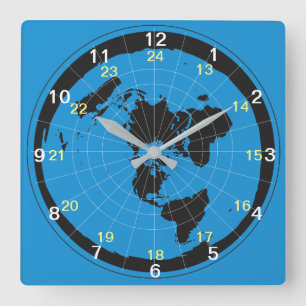 Flat Earth Clock-ontwerp Vierkante Klok