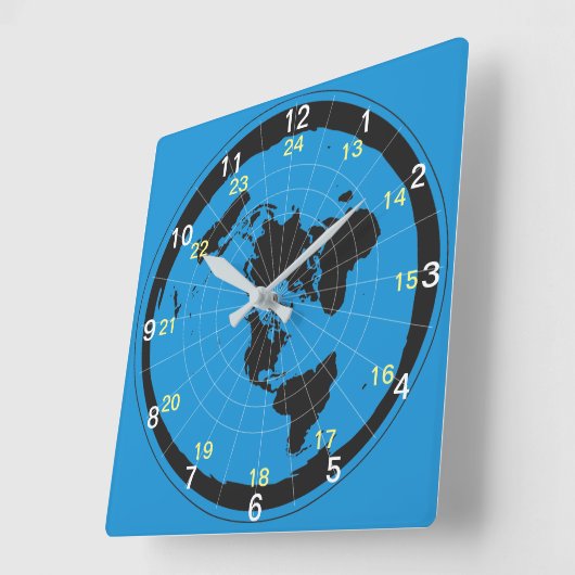 Flat Earth Clock-ontwerp Vierkante Klok (Hoek)