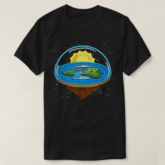 Flat Earth complottheoriesamenleving T-shirt (Design voorkant)