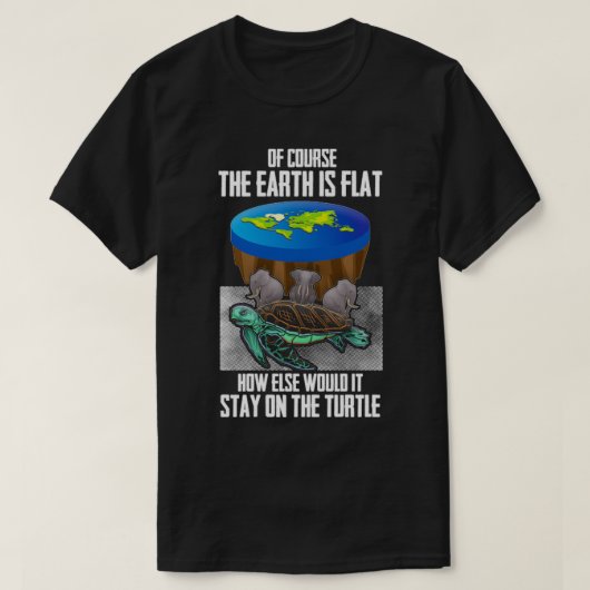 Flat Earth Flat Earth Society Design Turtle Elepha T-shirt (Design voorkant)