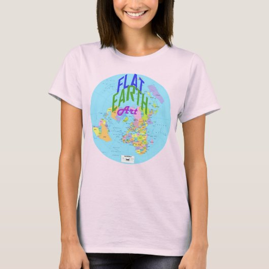 Flat Earth-kaart met gemarkeerde naties T-shirt (Voorkant)