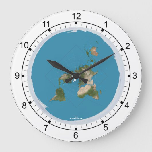 Flat Earth Large Wall Clock Grote Klok (Voorkant)