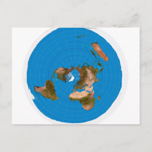 Flat Earth Map - Aardappelprojectie op azimuthal Briefkaart