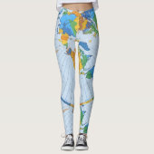 Flat Earth Map - Aardappelprojectie op azimuthal Leggings (Voorkant)