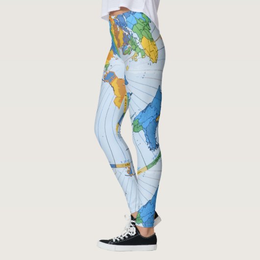 Flat Earth Map - Aardappelprojectie op azimuthal Leggings (Links)