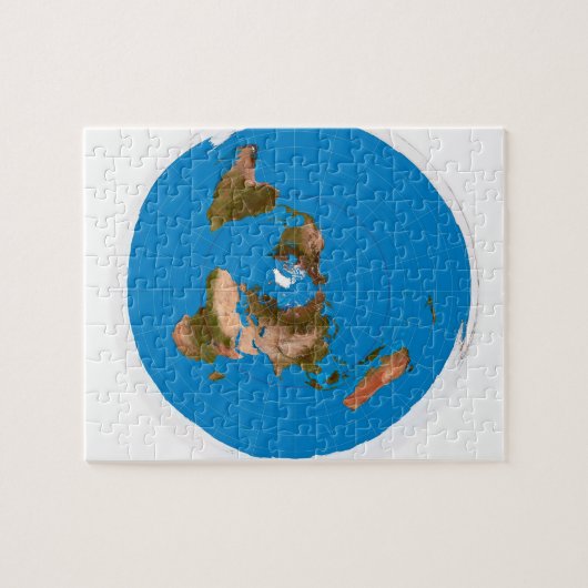 Flat Earth Map - Aardappelprojectie op azimuthal Legpuzzel (Horizontaal)