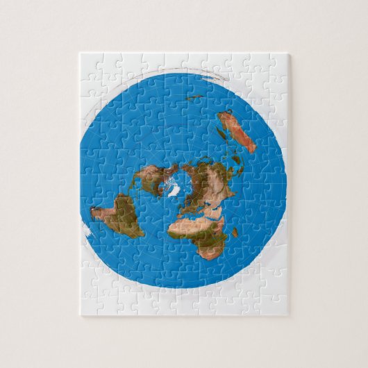 Flat Earth Map - Aardappelprojectie op azimuthal Legpuzzel (Verticaal)