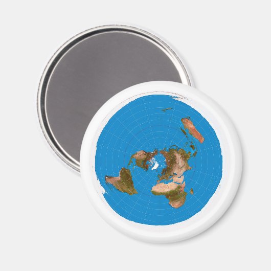 Flat Earth Map - Aardappelprojectie op azimuthal Magneet (Voorkant / Achterkant)