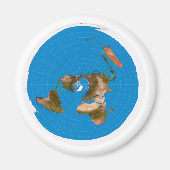 Flat Earth Map - Aardappelprojectie op azimuthal Magneet (Voorkant)