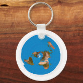 Flat Earth Map - Aardappelprojectie op azimuthal Sleutelhanger (Voorkant)