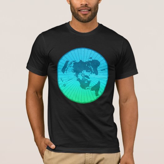 Flat Earth Map - Aardappelprojectie op azimuthal T-shirt (Voorkant)
