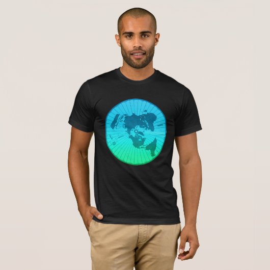 Flat Earth Map - Aardappelprojectie op azimuthal T-shirt (Voorkant volledig)