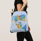 Flat Earth Map - Aardappelprojectie op azimuthal Tote Bag (Dichtbij)