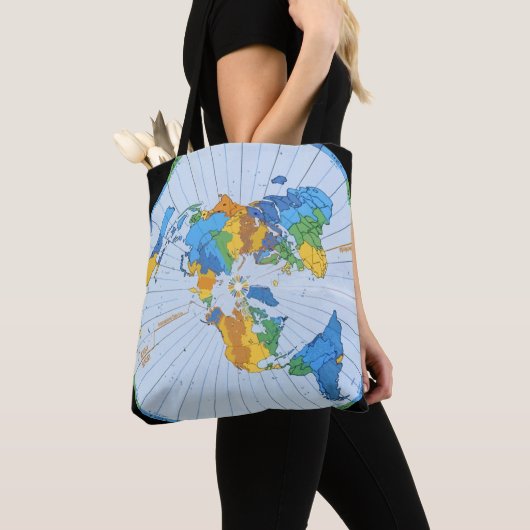 Flat Earth Map - Aardappelprojectie op azimuthal Tote Bag (Dichtbij)