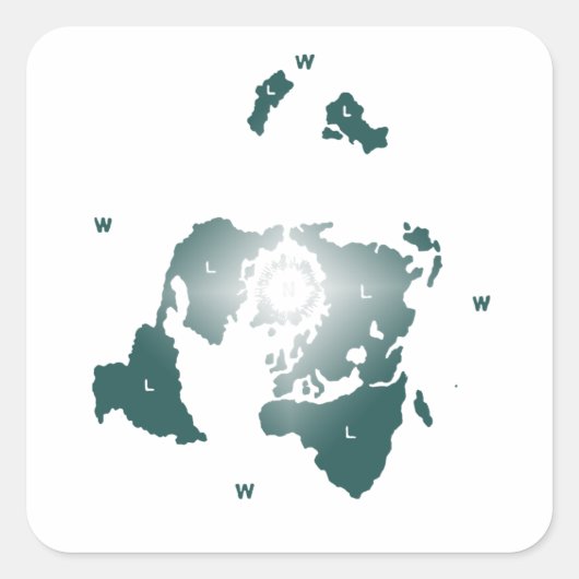 Flat Earth Map, Azimuthal Equidistant Map Zetetic Vierkante Sticker (Voorkant)