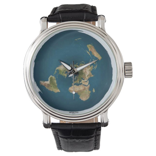 Flat Earth Map polst Horloge (Voorkant)