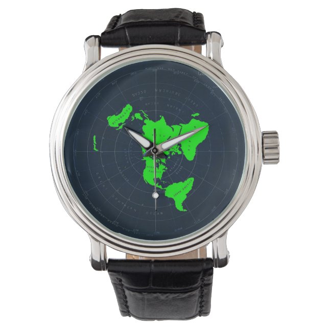Flat Earth Map Schijf - polshorts bekijken Horloge (Voorkant)