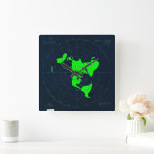 Flat Earth Map-schijfklok Vierkante Klok (Huis)