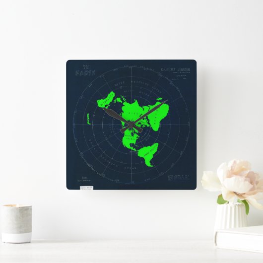 Flat Earth Map-schijfklok Vierkante Klok (Huis)
