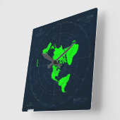 Flat Earth Map-schijfklok Vierkante Klok (Hoek)