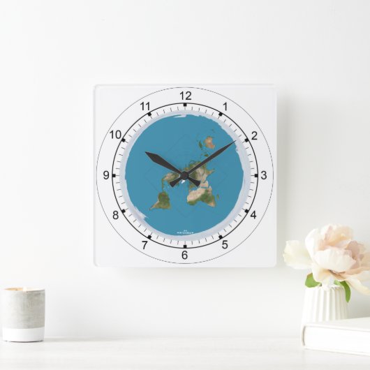 Flat Earth Map-schijfklok Vierkante Klok (Huis)